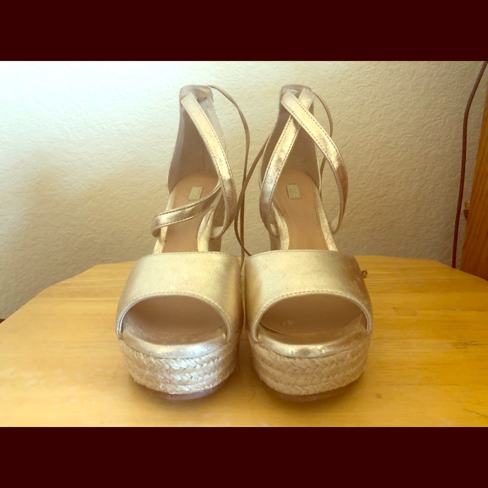 Women’s Metallic Ugg Espadrille Wedge Sandals